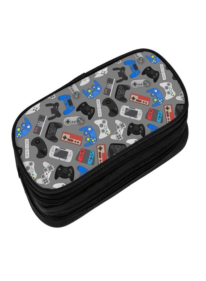 Perinsto Video Game Controller Background Pencil Case Big Capacity Multi Compartment Stationery Box Pencil Pouch Holder Desk Organizer For School Office Home, Black - Image 1